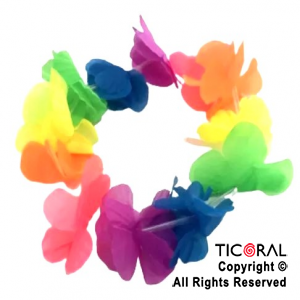 VINCHA TIARA HAWAIANA FLORES TELA MULTICOLOR x 12